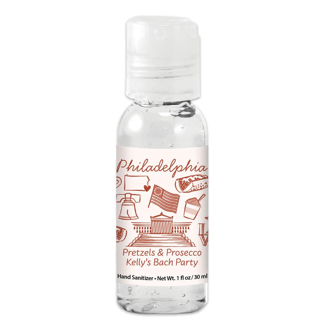 Custom Wedding Hand Sanitizers 1 oz Gel, Girls Trip, Philadelphia Bachelorette Sanitizers