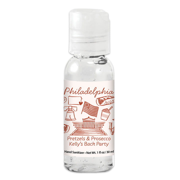 Custom Wedding Hand Sanitizers 1 oz Gel, Girls Trip, Philadelphia Bachelorette Sanitizers