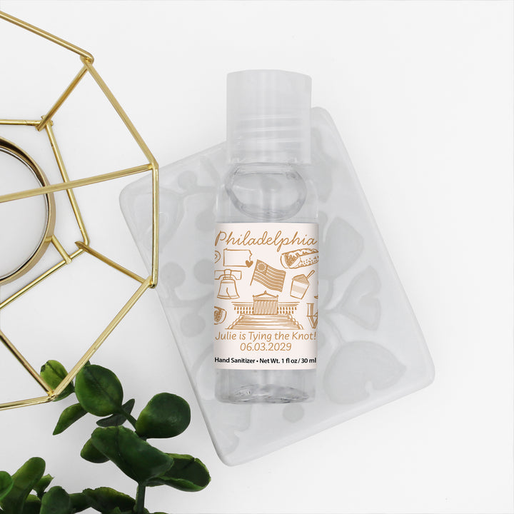 Custom Wedding Hand Sanitizers 1 oz Gel, Girls Trip, Philadelphia Bachelorette Sanitizers
