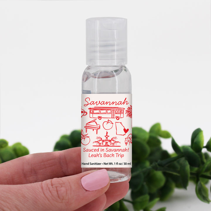 Custom Wedding Hand Sanitizers 1 oz Gel, Girls Trip, Savannah Bachelorette Sanitizers