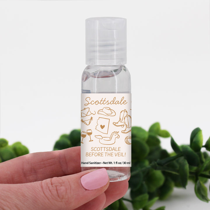 Custom Wedding Hand Sanitizers 1 oz Gel, Girls Trip, Scottsdale Bachelorette Sanitizers