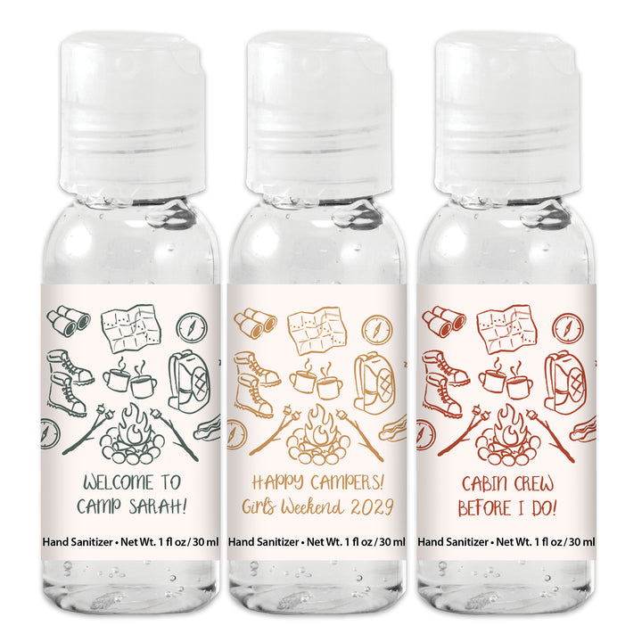 Custom Wedding Hand Sanitizers 1 oz Gel, Girls Trip, Camping Bachelorette Sanitizers