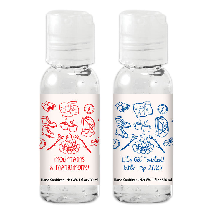Custom Wedding Hand Sanitizers 1 oz Gel, Girls Trip, Camping Bachelorette Sanitizers