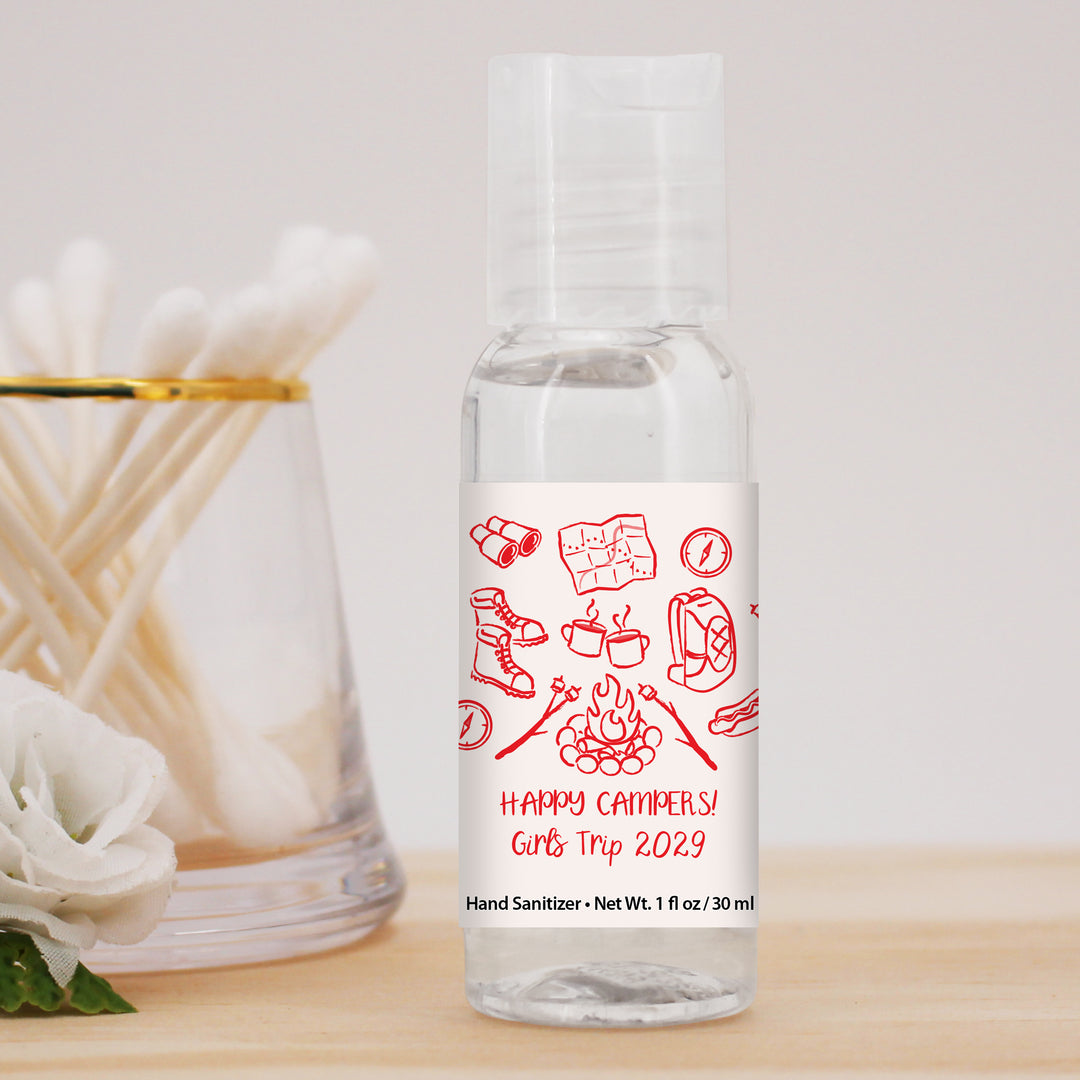 Custom Wedding Hand Sanitizers 1 oz Gel, Girls Trip, Camping Bachelorette Sanitizers