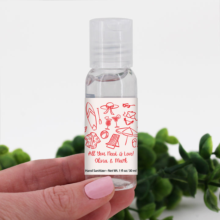 Custom Wedding Hand Sanitizers 1 oz Gel, Girls Trip, Beach Bachelorette Sanitizers