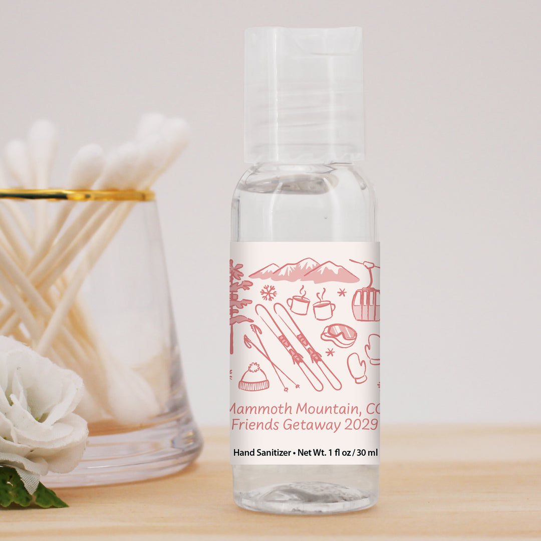 Hand Drawn Ski Sketch Pattern Hand Sanitizer 1 oz Gel