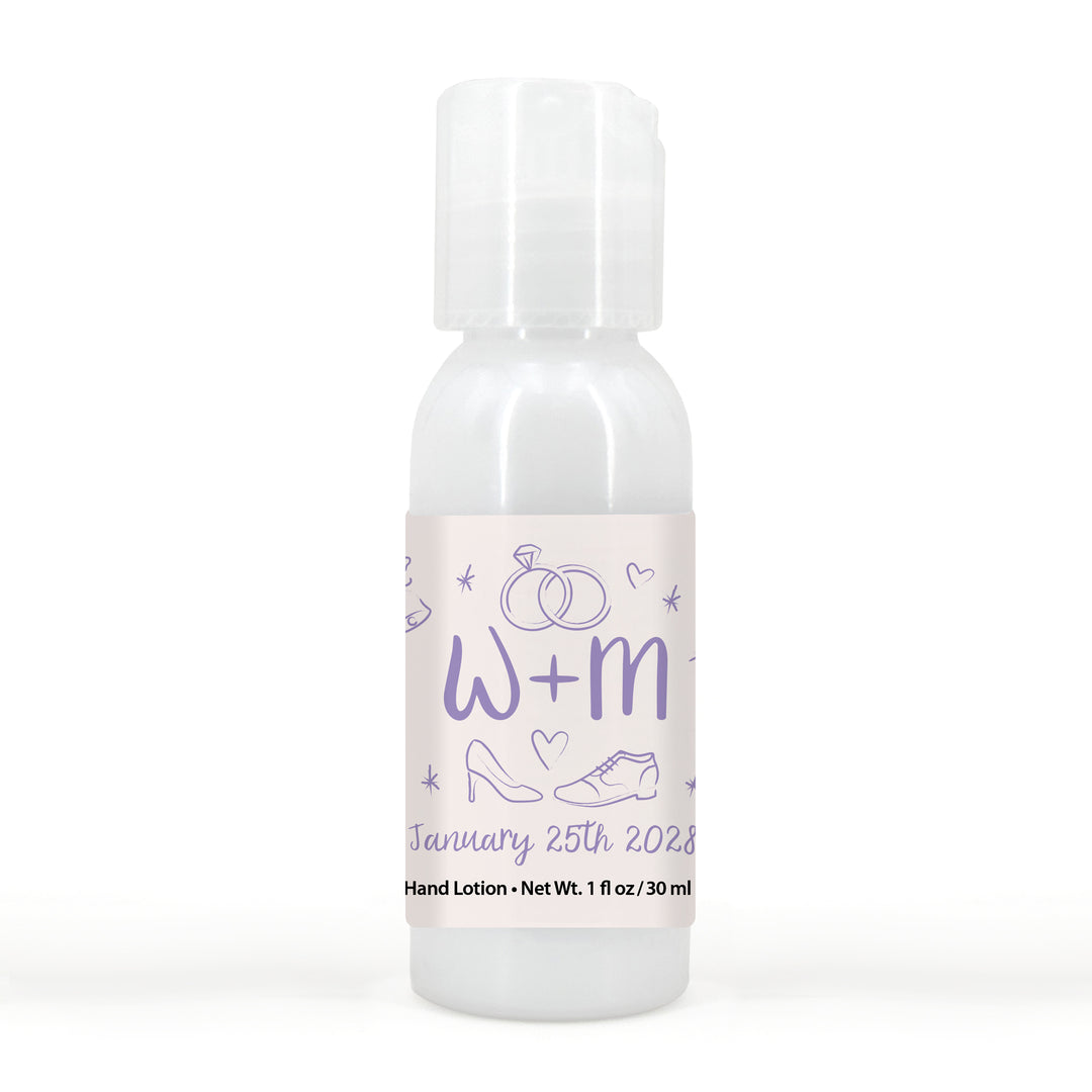 Wedding Favors for Guests in Bulk, Wedding Favors Hand Lotion, Hand Drawn Wedding Icon Pattern Sketch