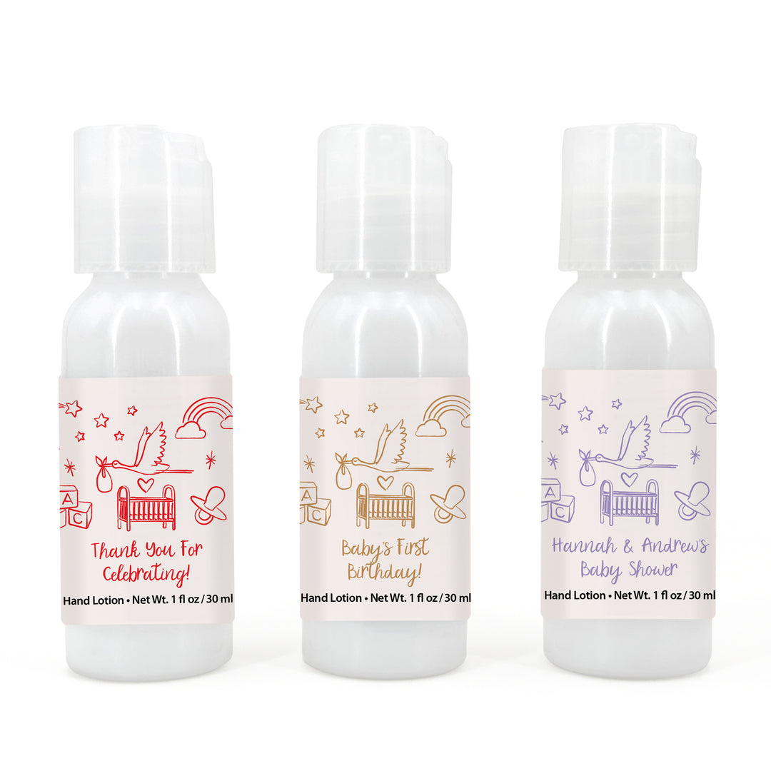Hand Drawn Baby Shower Sketch Pattern Hand Lotion