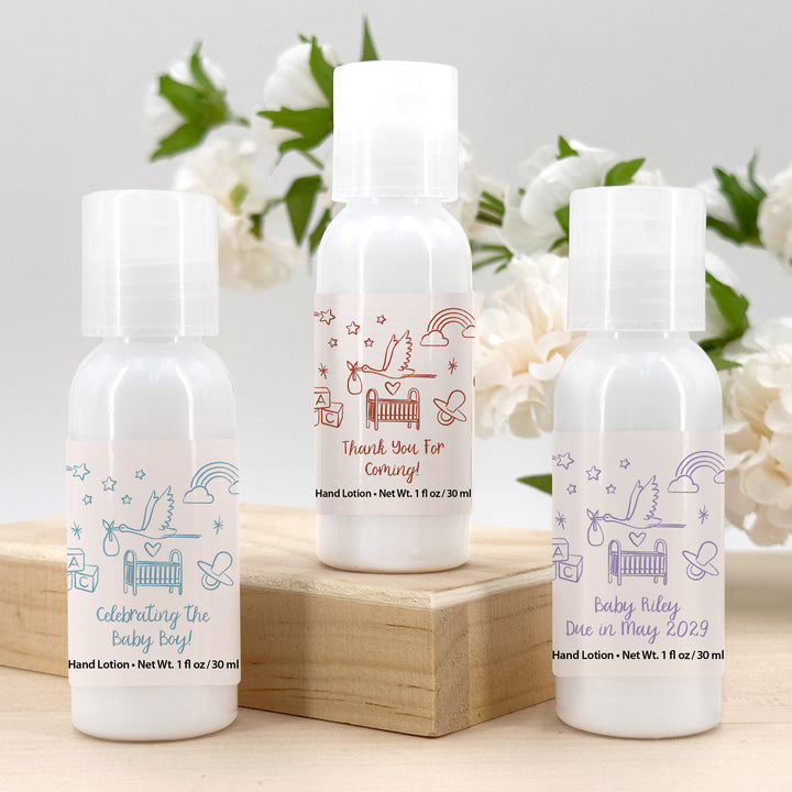 Hand Drawn Baby Shower Sketch Pattern Hand Lotion