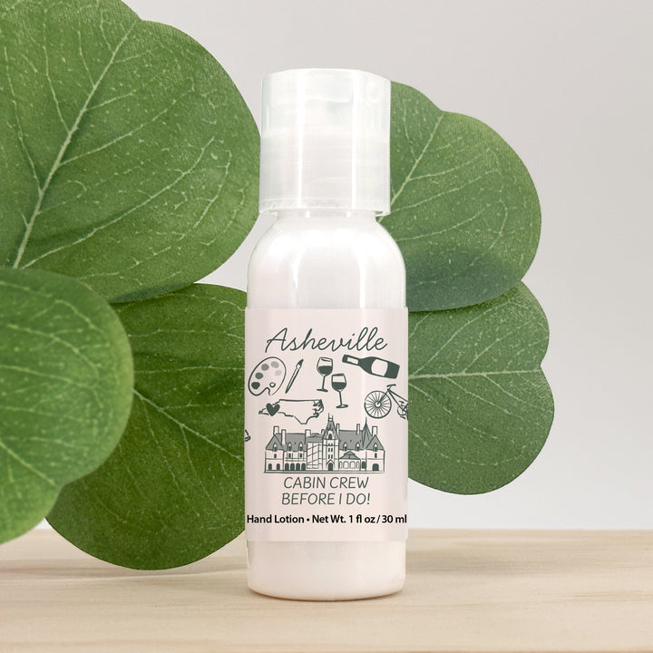 Custom Hand Lotion Wedding Favors, Girls Trip, Asheville Bachelorette Hand Lotion