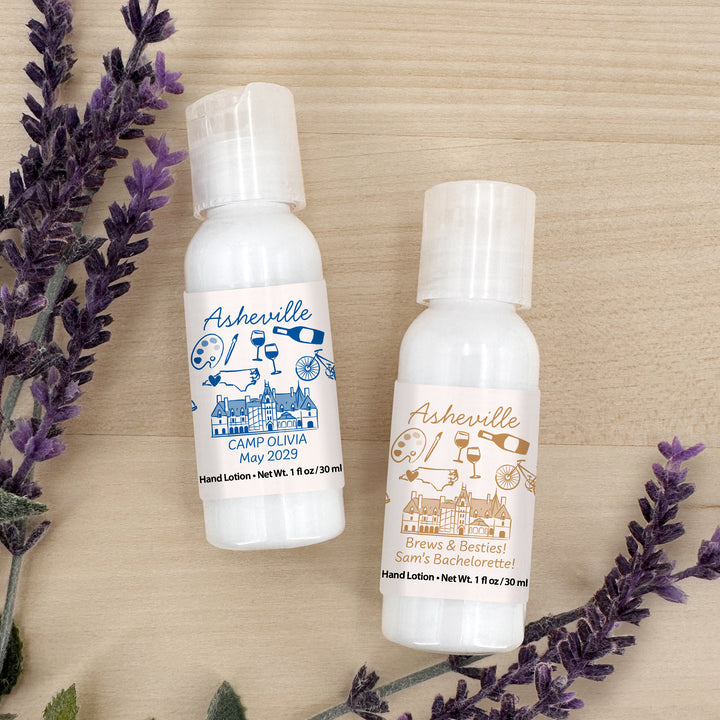 Custom Hand Lotion Wedding Favors, Girls Trip, Asheville Bachelorette Hand Lotion