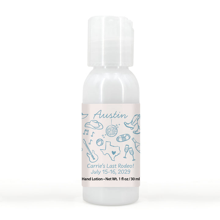 Custom Hand Lotion Wedding Favors, Girls Trip, Austin Bachelorette Hand Lotion
