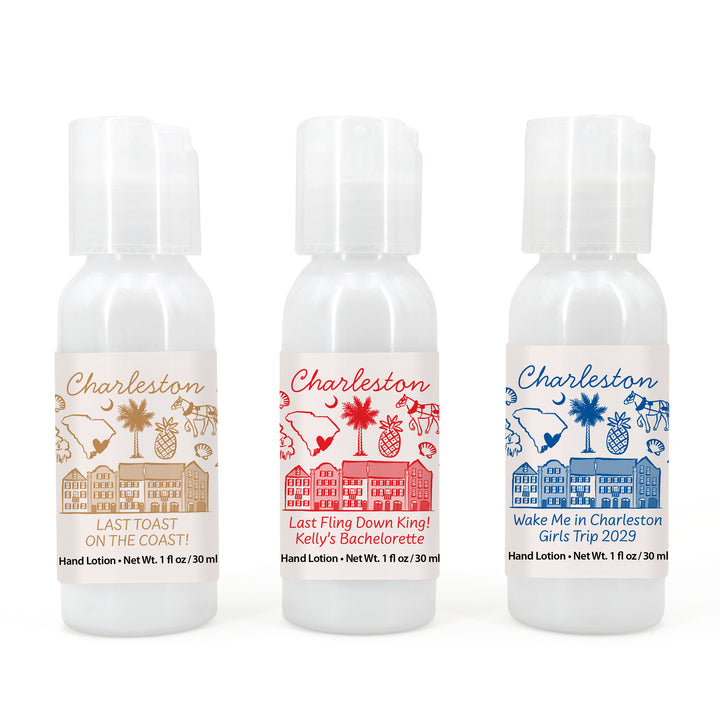 Custom Hand Lotion Wedding Favors, Girls Trip, Charleston Bachelorette Hand Lotion