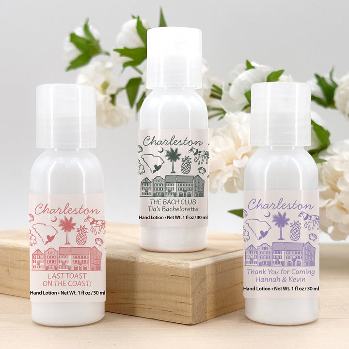 Custom Hand Lotion Wedding Favors, Girls Trip, Charleston Bachelorette Hand Lotion