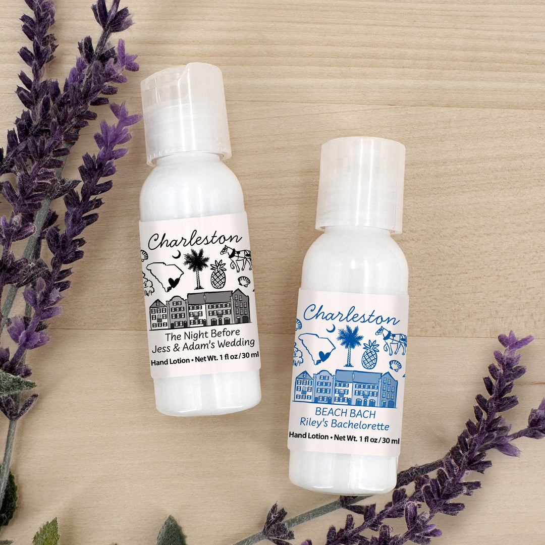 Custom Hand Lotion Wedding Favors, Girls Trip, Charleston Bachelorette Hand Lotion