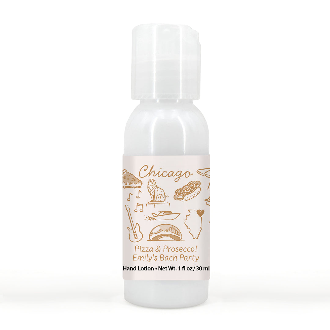 Custom Hand Lotion Wedding Favors, Girls Trip, Chicago Bachelorette Hand Lotion