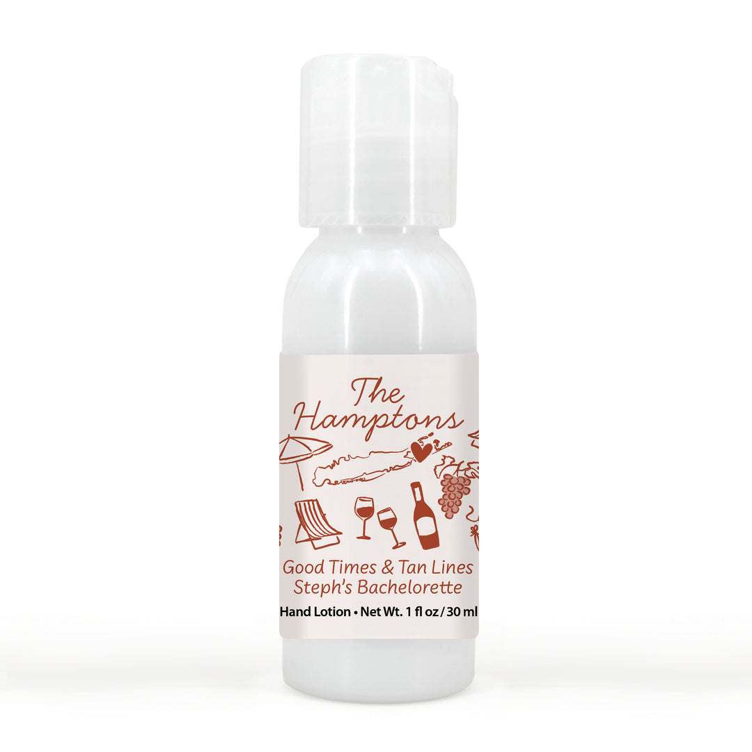 Custom Hand Lotion Wedding Favors, Girls Trip, Hamptons Bachelorette Hand Lotion