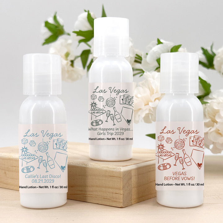 Custom Hand Lotion Wedding Favors, Girls Trip, Las Vegas Bachelorette Hand Lotion