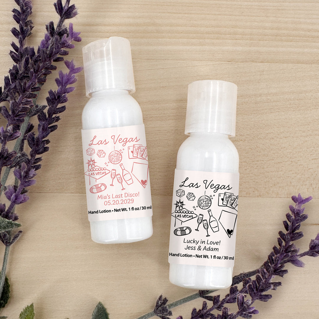 Custom Hand Lotion Wedding Favors, Girls Trip, Las Vegas Bachelorette Hand Lotion