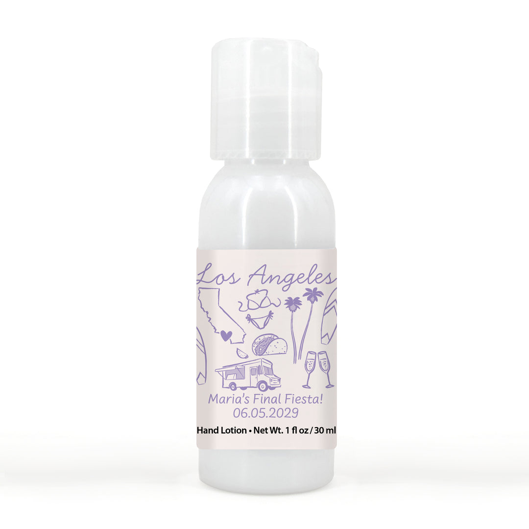 Custom Hand Lotion Wedding Favors, Girls Trip, Los Angeles Bachelorette Hand Lotion