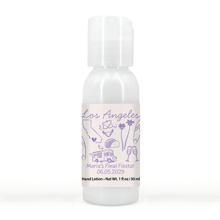 Custom Hand Lotion Wedding Favors, Girls Trip, Los Angeles Bachelorette Hand Lotion