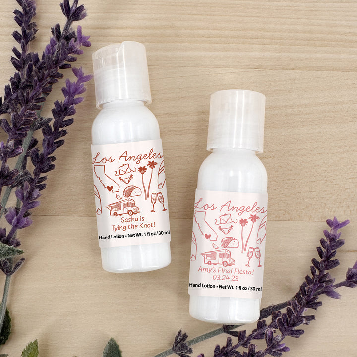 Custom Hand Lotion Wedding Favors, Girls Trip, Los Angeles Bachelorette Hand Lotion