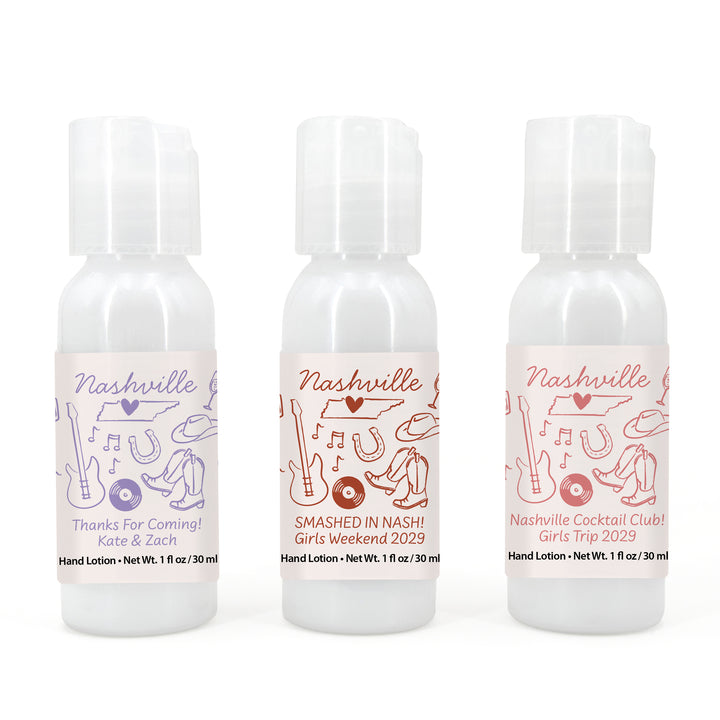 Custom Hand Lotion Wedding Favors, Girls Trip, Nashville Bachelorette Hand Lotion