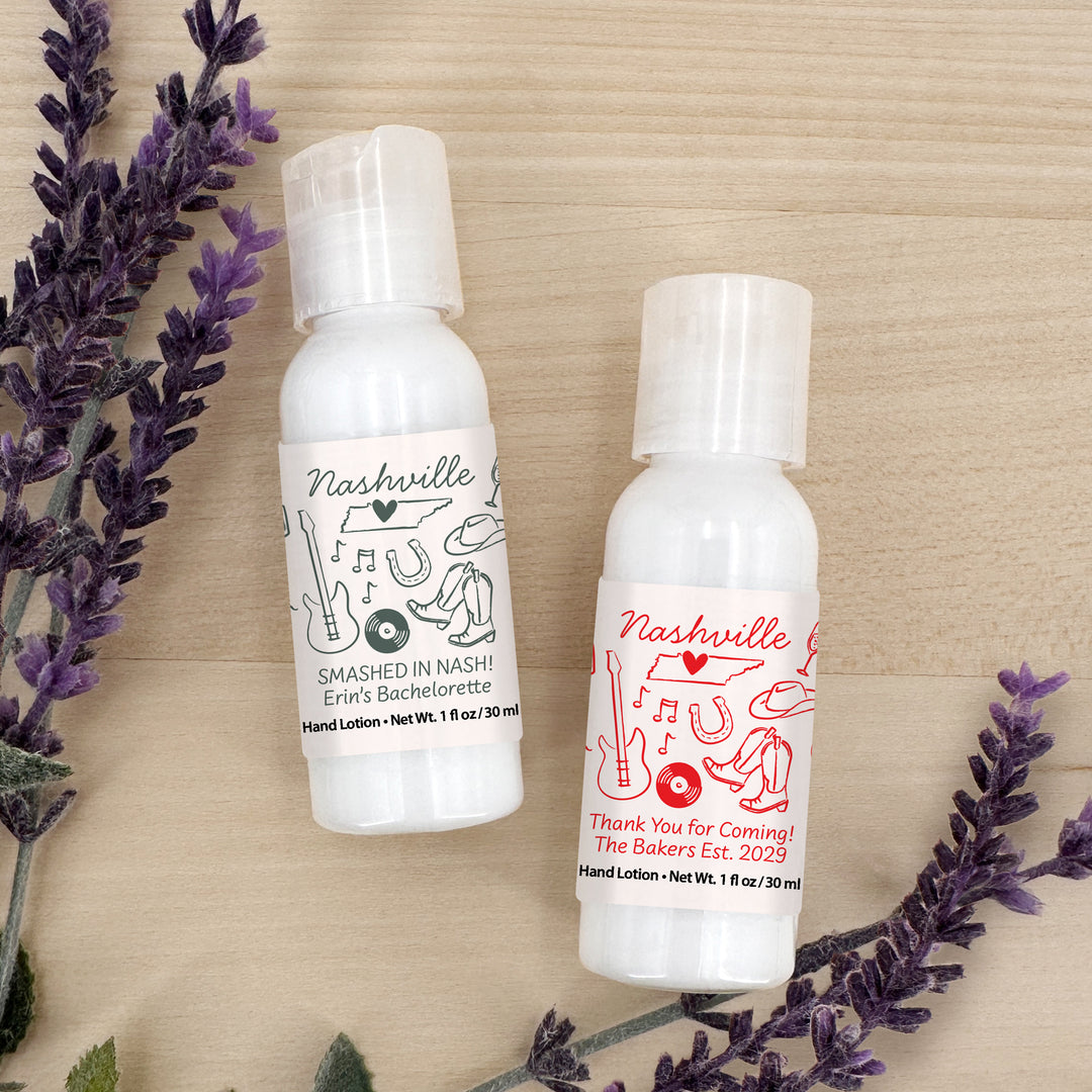 Custom Hand Lotion Wedding Favors, Girls Trip, Nashville Bachelorette Hand Lotion