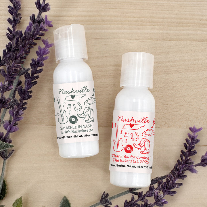Custom Hand Lotion Wedding Favors, Girls Trip, Nashville Bachelorette Hand Lotion