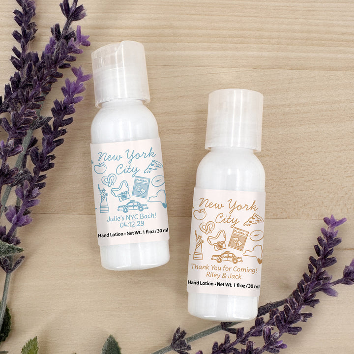 Custom Hand Lotion Wedding Favors, Girls Trip, New York City Bachelorette Hand Lotion