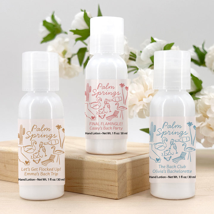Custom Hand Lotion Wedding Favors, Girls Trip, Palm Springs Bachelorette Hand Lotion