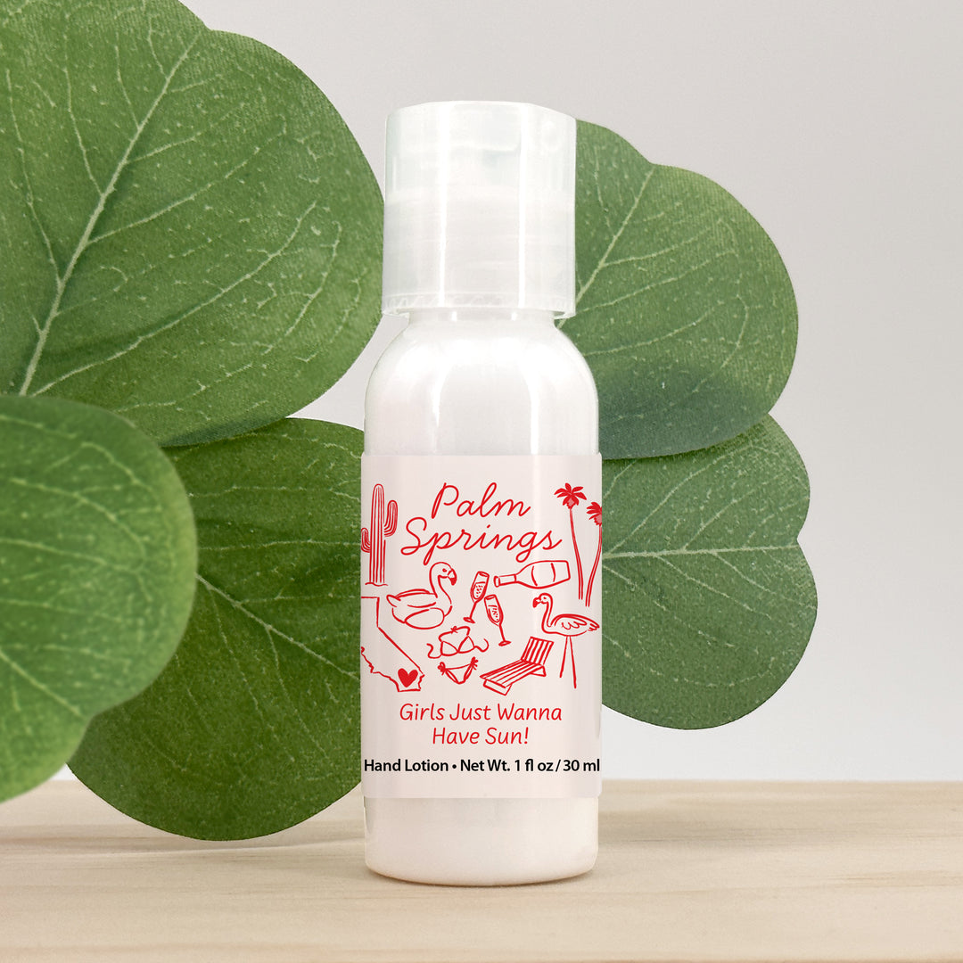 Custom Hand Lotion Wedding Favors, Girls Trip, Palm Springs Bachelorette Hand Lotion