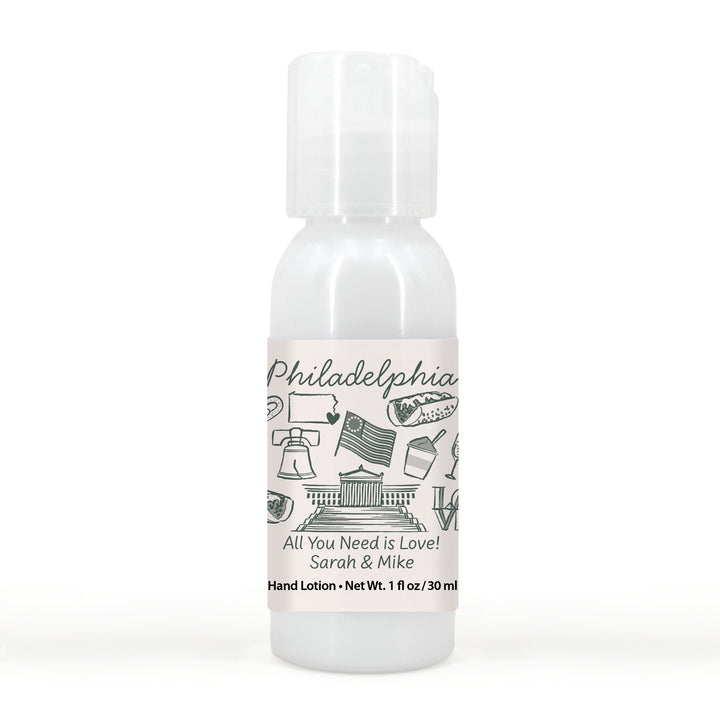 Custom Hand Lotion Wedding Favors, Girls Trip, Philadelphia Bachelorette Hand Lotion