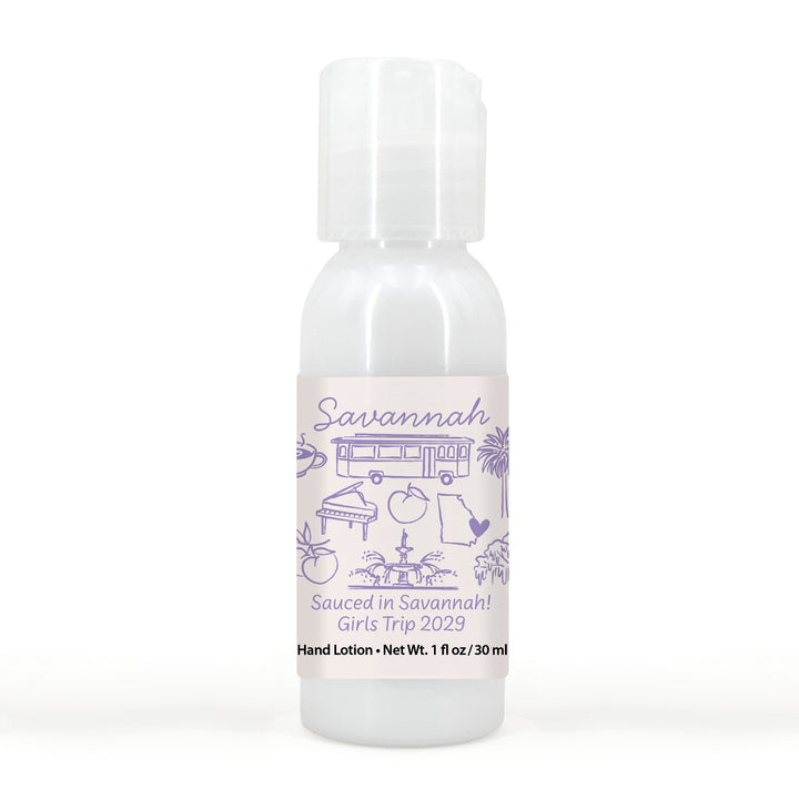 Custom Hand Lotion Wedding Favors, Girls Trip, Savannah Bachelorette Hand Lotion