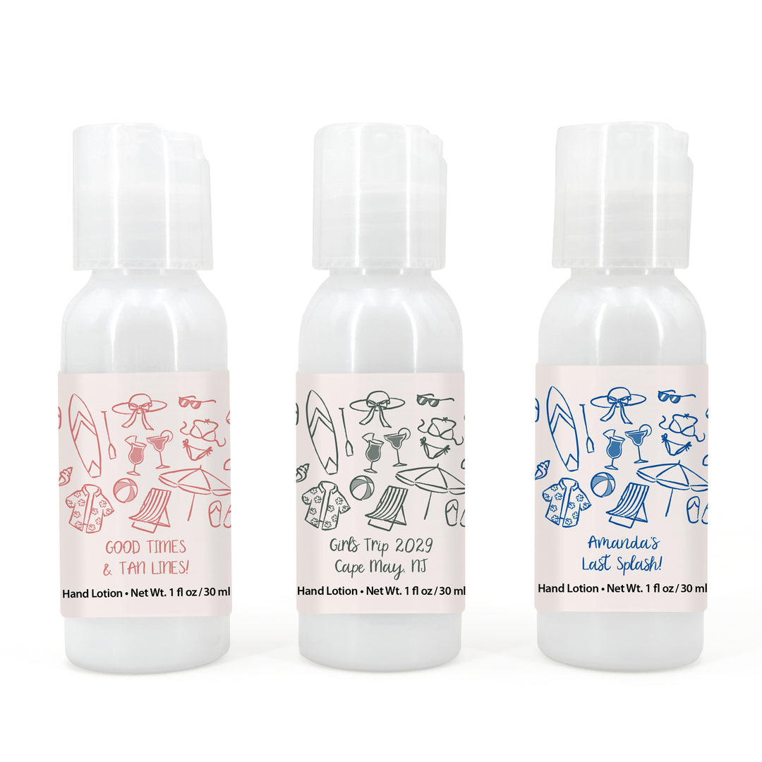Custom Hand Lotion Wedding Favors, Girls Trip, Beach Bachelorette Hand Lotion