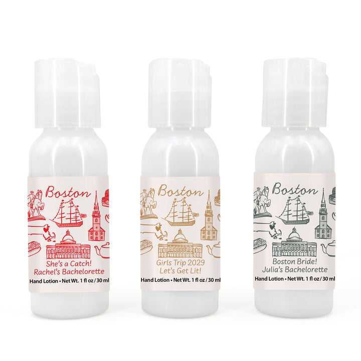 Custom Hand Lotion Wedding Favors, Girls Trip, Boston Bachelorette Hand Lotion