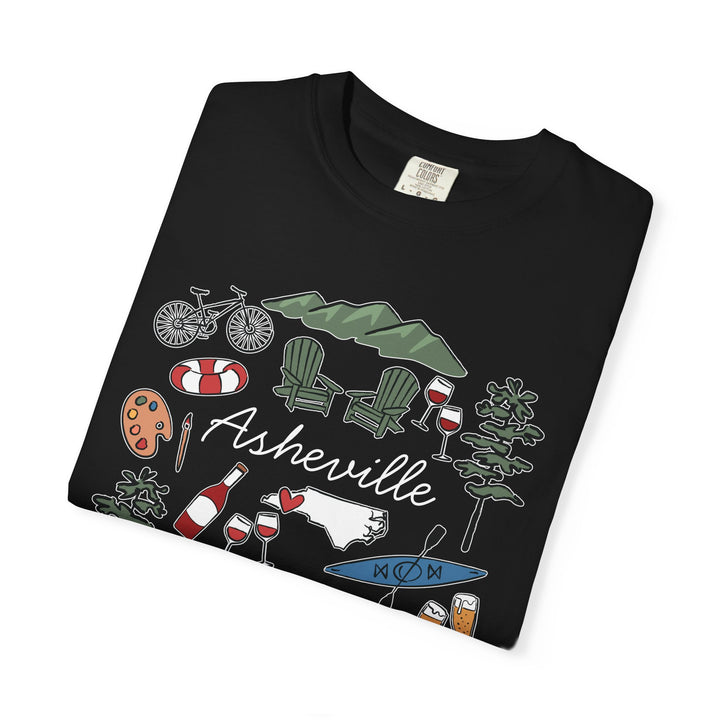 Asheville Bachelorette T-Shirt, Colorful Asheville Doodles, Unisex Comfort Colors® T-Shirt
