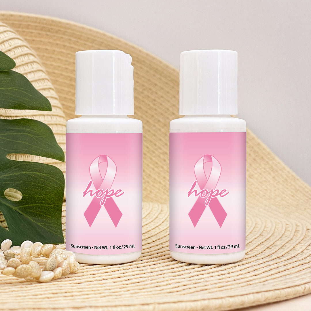 Breast Cancer Awareness Favors, Charity Sunscreen Favors, SPA 30 - 1 oz bottle