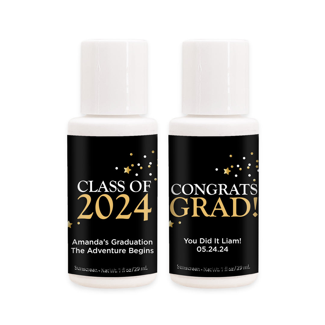 Mini Sunscreen Graduation Favor, Congrats Grad Confetti Stars