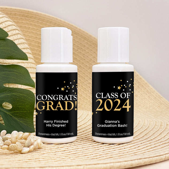 Mini Sunscreen Graduation Favor, Congrats Grad Confetti Stars