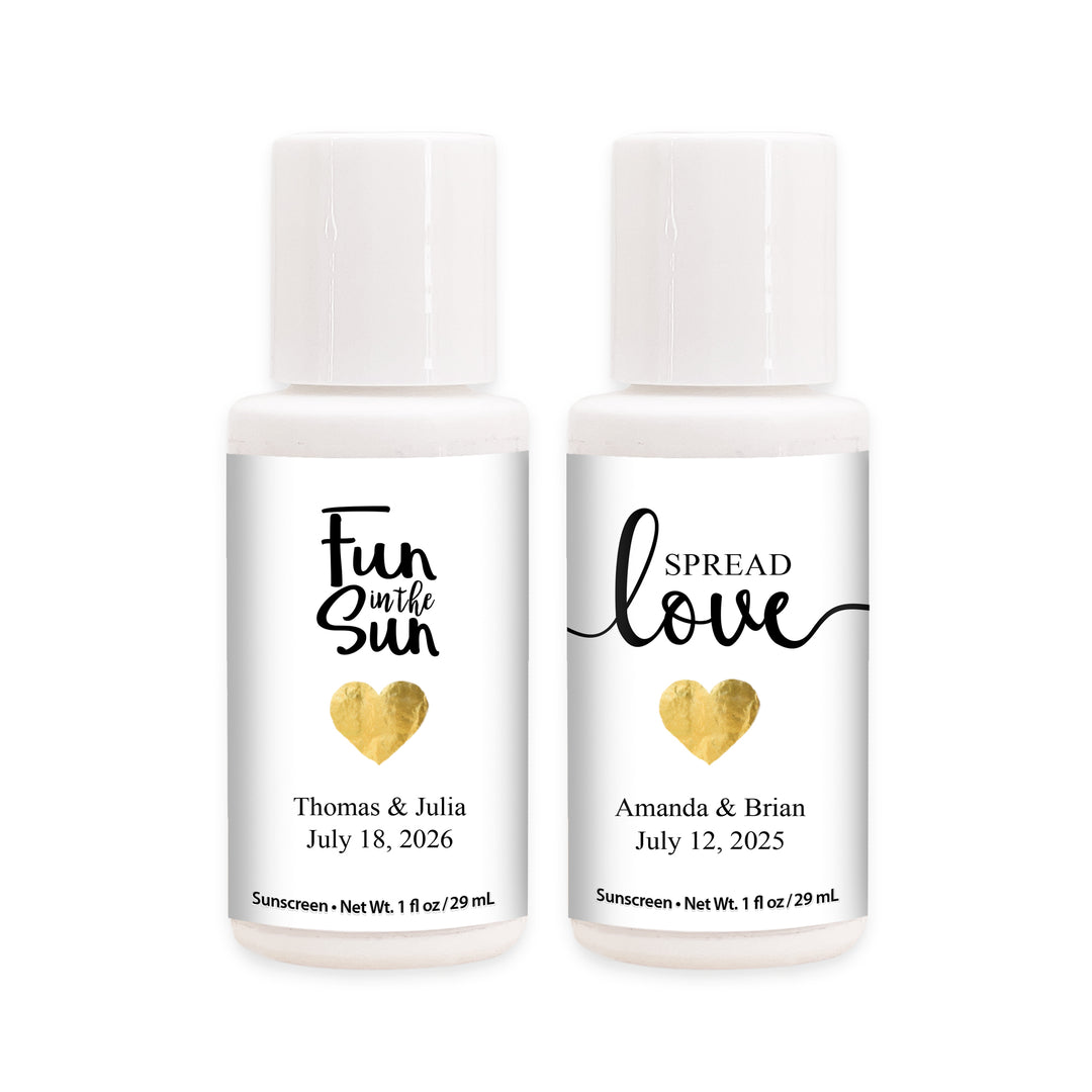 Mini Sunscreen Favor, Personalized Wedding Favors, Bachelorette Party, Bridal Shower Favors, Classic Heart Wedding Favor