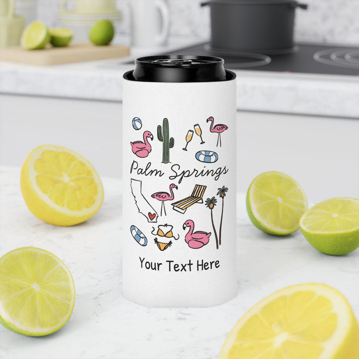Palm Springs Can Cooler — Personalized Bachelorette Party Can Cooler