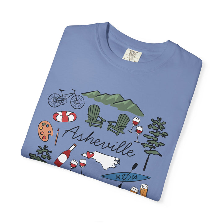 Asheville Bachelorette T-Shirt, Colorful Asheville Doodles, Unisex Comfort Colors® T-Shirt