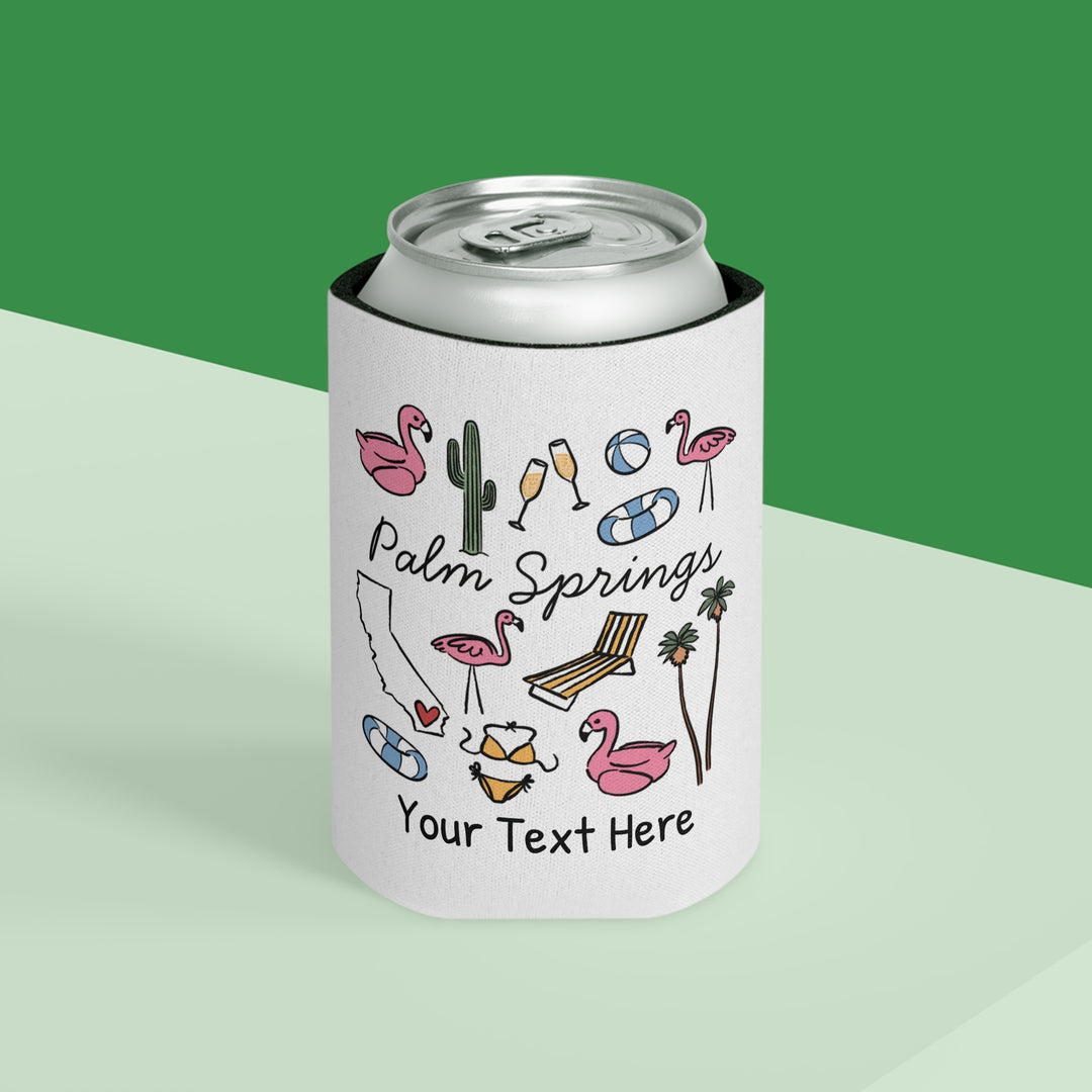 Palm Springs Can Cooler — Personalized Bachelorette Party Can Cooler
