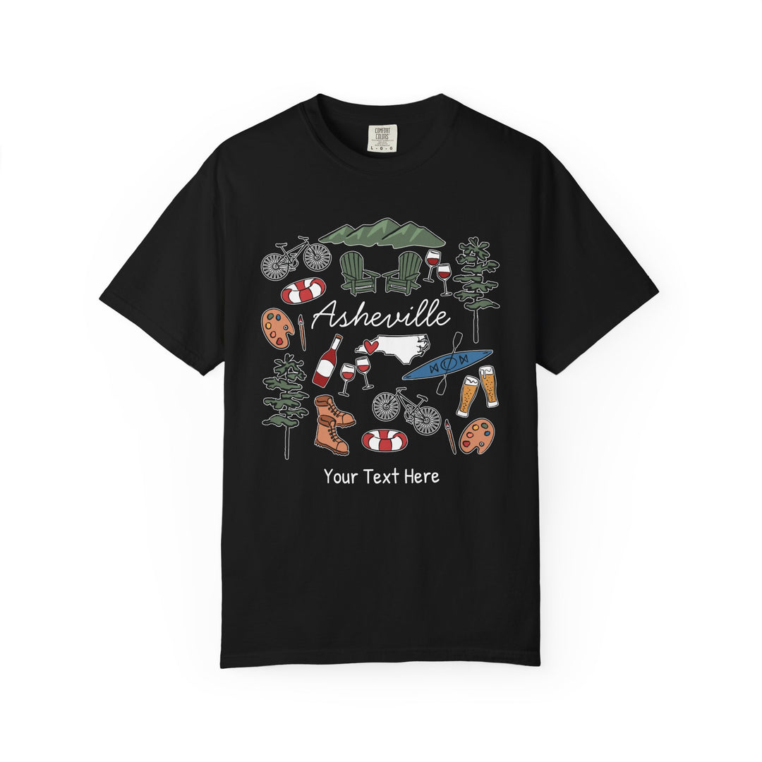 Asheville Bachelorette T-Shirt, Colorful Asheville Doodles, Unisex Comfort Colors® T-Shirt