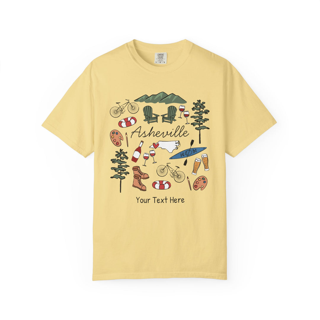 Asheville Bachelorette T-Shirt, Colorful Asheville Doodles, Unisex Comfort Colors® T-Shirt