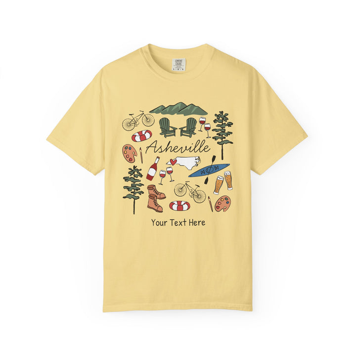 Asheville Bachelorette T-Shirt, Colorful Asheville Doodles, Unisex Comfort Colors® T-Shirt