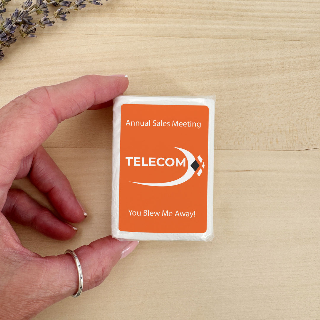 Custom Corporate Logo Tissues, Personalized Pocket Size Packs of Tissues