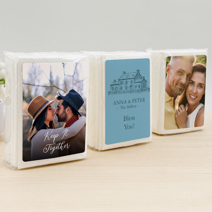Custom Wedding Logo Tissues, Personalized Pocket Size Packs of Tissues