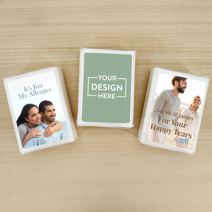 Custom Wedding Logo Tissues, Personalized Pocket Size Packs of Tissues